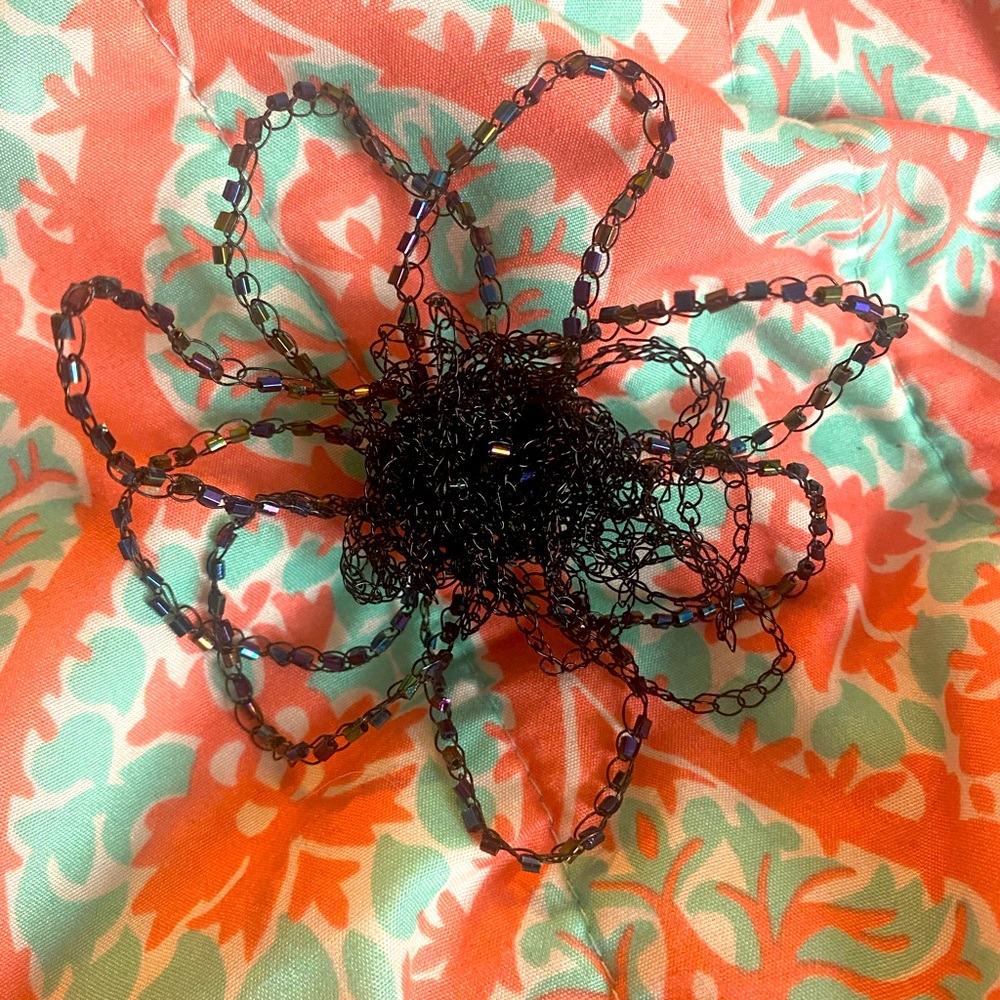 Beaded floral brooch pin